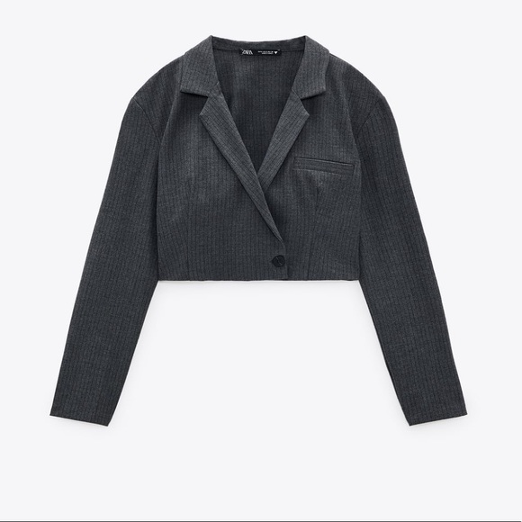 Vintage style Pinstriped blazer style crop shirt - Picture 4 of 9